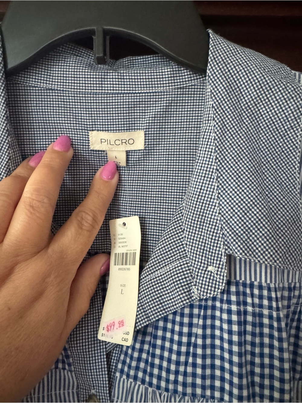 Anthropologie Blue and White Gingham Tiered Mini Dress - Picture 8 of 9
